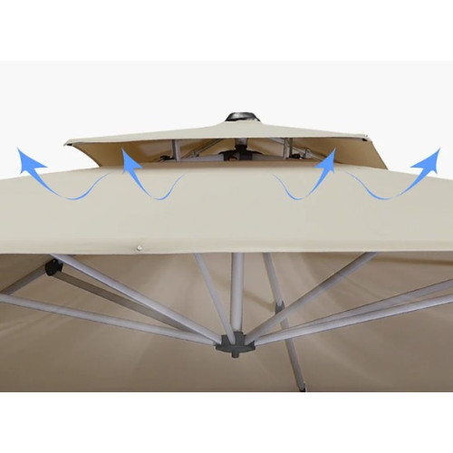 Parasol Déporté LED Solaire 3x3 m avec Pieds | Inclinable & Anti-UV