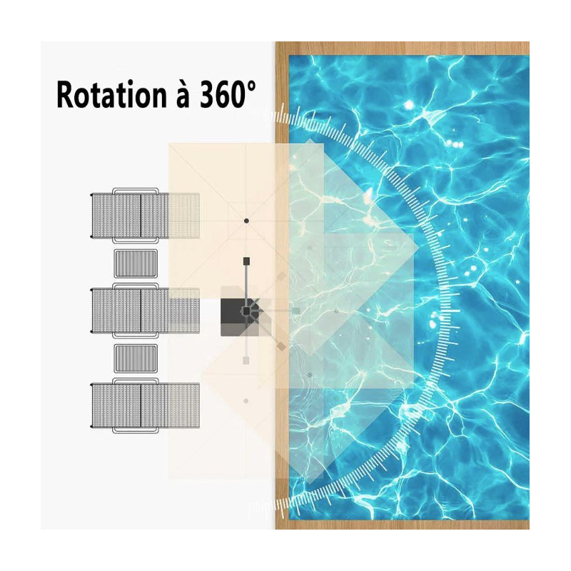 Parasol Déporté LED Solaire 3x3 m avec Pieds | Inclinable & Anti-UV