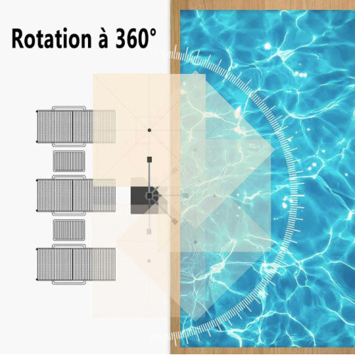 Parasol Déporté LED Solaire 3x3 m avec Pieds | Inclinable & Anti-UV