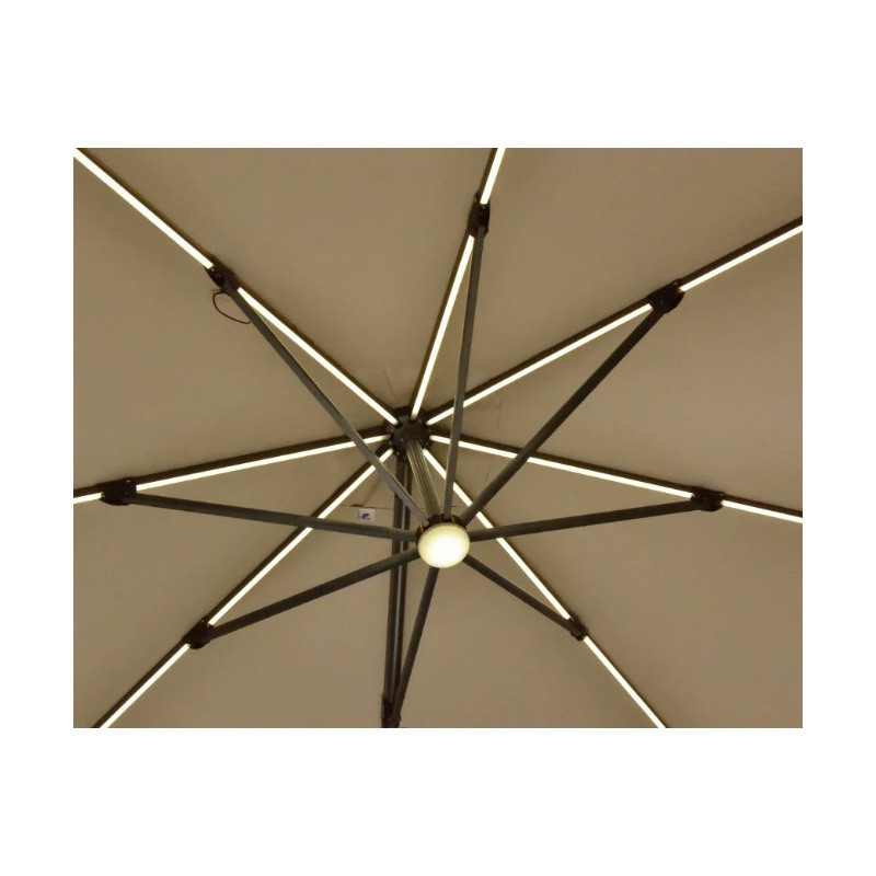 Parasol Déporté LED Solaire 3x3 m avec Pieds | Inclinable & Anti-UV