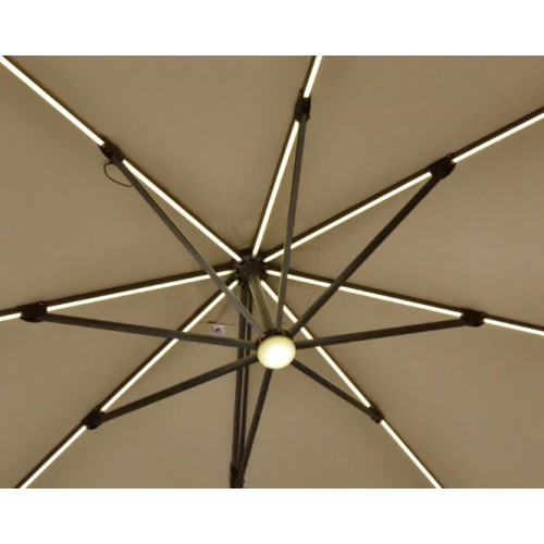 Parasol Déporté LED Solaire 3x3 m avec Pieds | Inclinable & Anti-UV