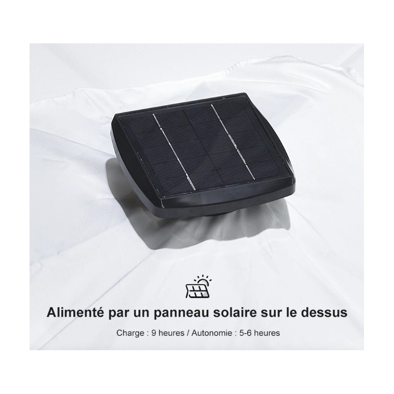 Parasol Déporté LED Solaire 3x3 m avec Pieds | Inclinable & Anti-UV
