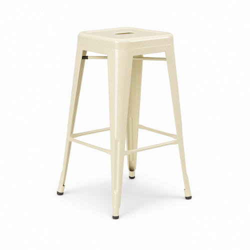 Lot de 4 tabourets hauts design industriels – Métal beige brillant – Cuisine, bar, ilot central