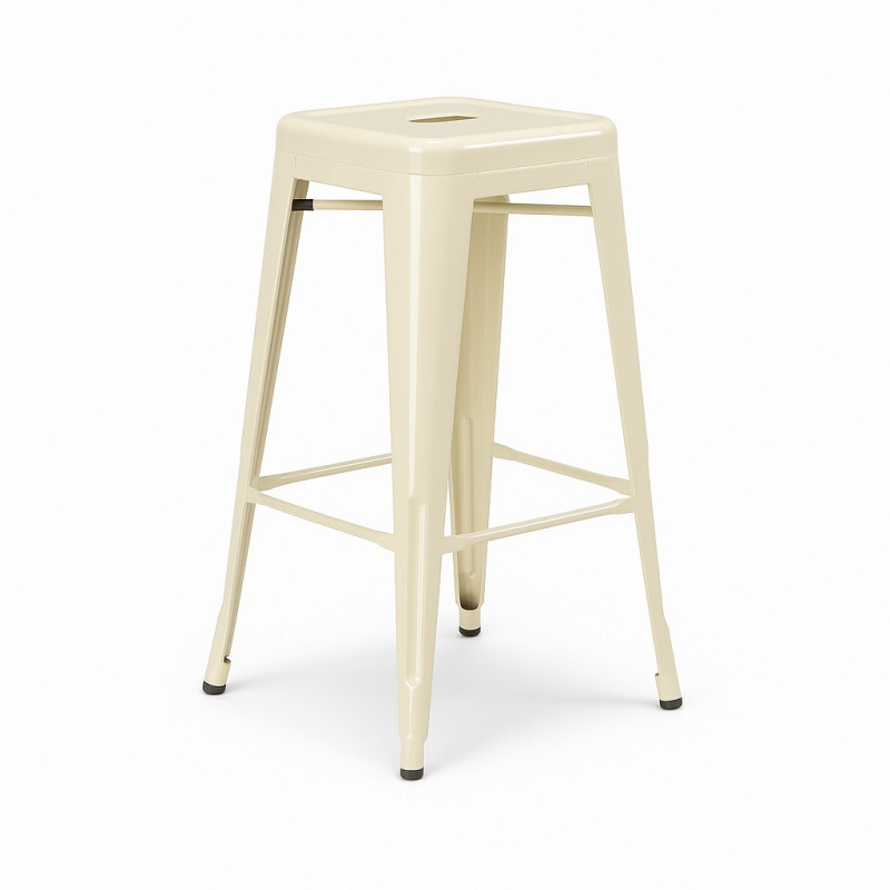 Tabourets hauts design industriels – Métal beige brillant – Cuisine, bar, ilot central