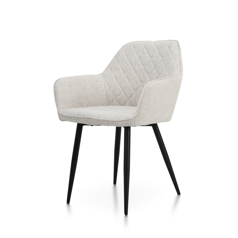 Chaise en tissu beige style contemporain et moderne pieds en métal noir confortable