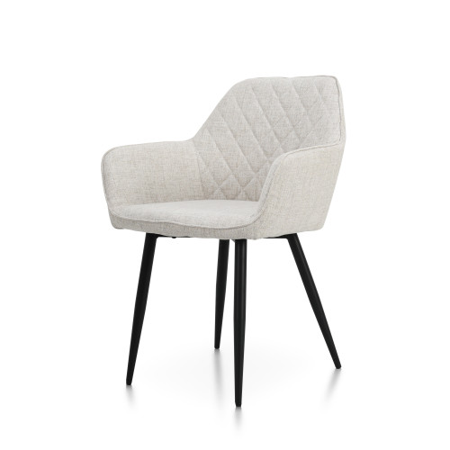 Chaise en tissu beige style contemporain et moderne pieds en métal noir confortable