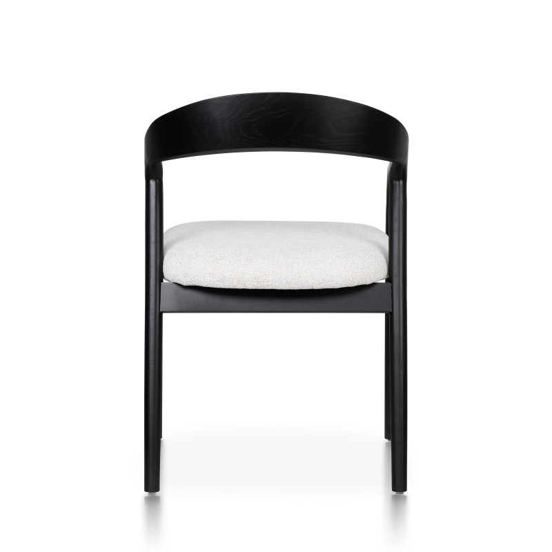 Chaise style scandinave en bois noir avec assise en tissu beige clair chiné – Élégance et confort