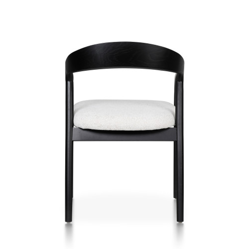 Chaise style scandinave en bois noir avec assise en tissu beige clair chiné – Élégance et confort