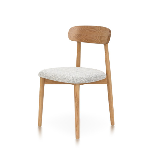 chaise en bois massif naturel avec assise confortable en tissu chiné gris clair – Design moderne et élégant