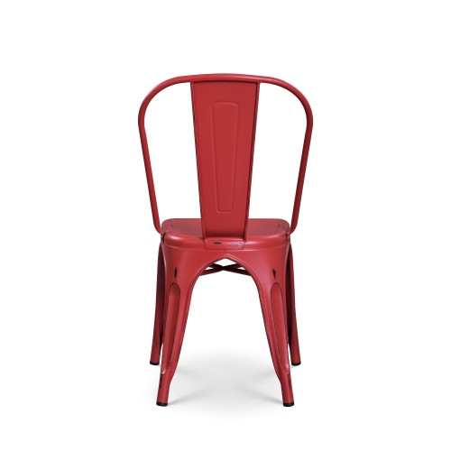Chaise en métal rouge style industriel - Effet vieillit