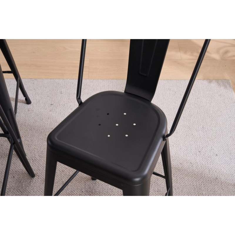Chaise de bar KOSMI en métal noir mat – confortable, design industriel, hauteur 66 cm
