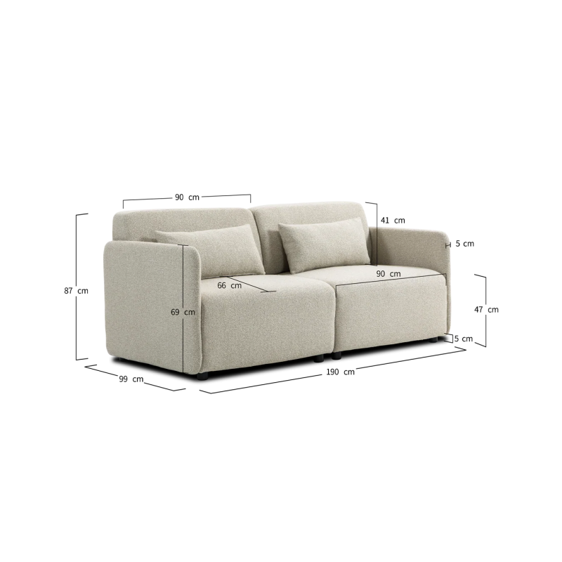 Canapé Modulable 2 Places Beige MILA – KOSMI | Design Moderne & Confort