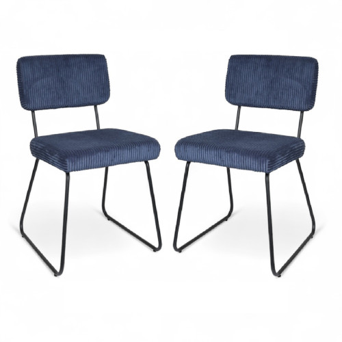 Lot de 2 chaises Design MATYS en Velours côtelé Bleu
