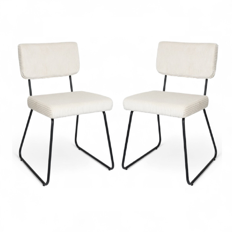 Lot de 2 chaises Design MATYS en Velours côtelé Beige