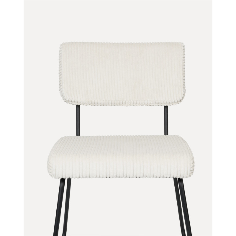 KOSMI - Lot de 2 chaises MATYS beige en velours côtelé – pieds métal noir