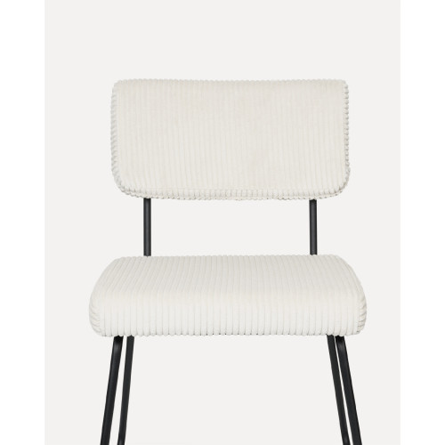 KOSMI - Lot de 2 chaises MATYS beige en velours côtelé – pieds métal noir