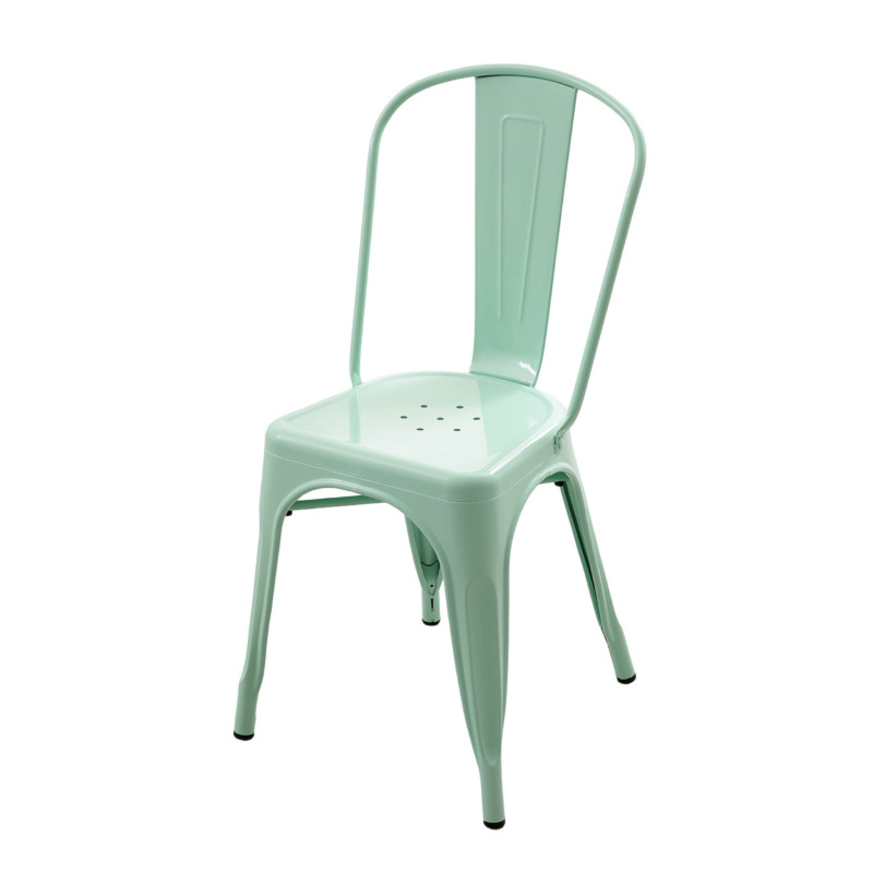 Chaise en métal vert menthe style Industriel - Finition brillant