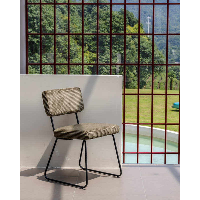 Lot de 2 chaises Design MATYS en Velours côtelé vert