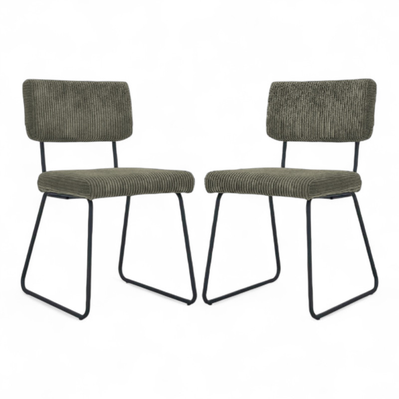 Lot de 2 chaises Design MATYS en Velours côtelé vert