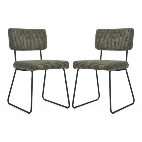 Lot de 2 chaises Design MATYS en Velours côtelé vert
