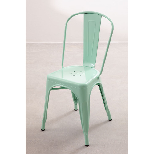 Chaise en métal vert menthe style Industriel - Finition brillant