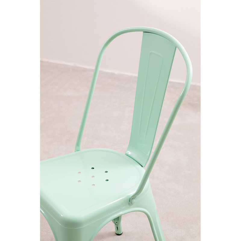 Chaise en métal vert menthe style Industriel - Finition brillant