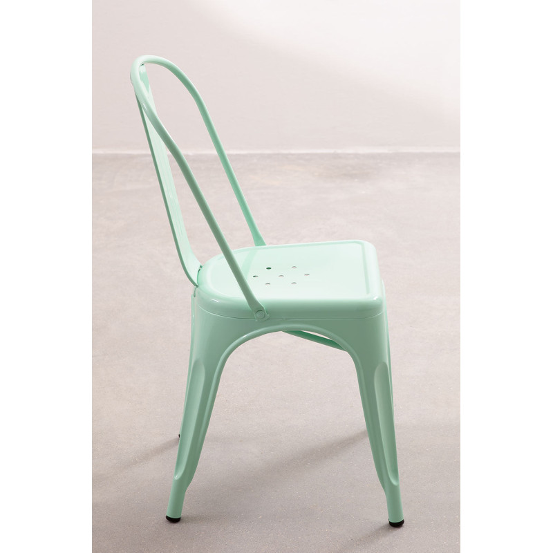 Chaise en métal vert menthe style Industriel - Finition brillant