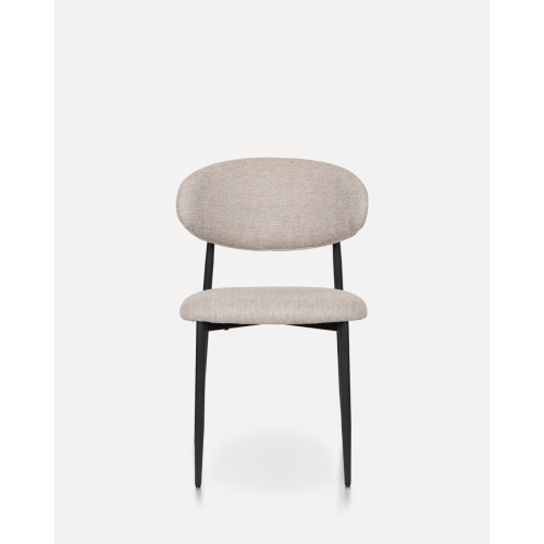 Chaise KOSMI design – Pieds métal noir, assise tissu marron confortable pour salle à manger ou bureau