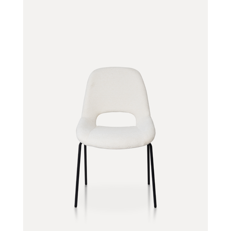 Chaise Lucas avec Pieds en métal et Assise rembourrée en Tissu beige
