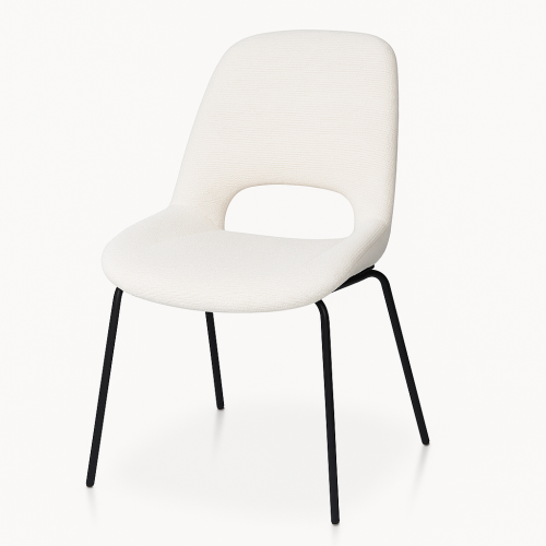 Chaise Lucas avec Pieds en métal et Assise rembourrée en Tissu beige