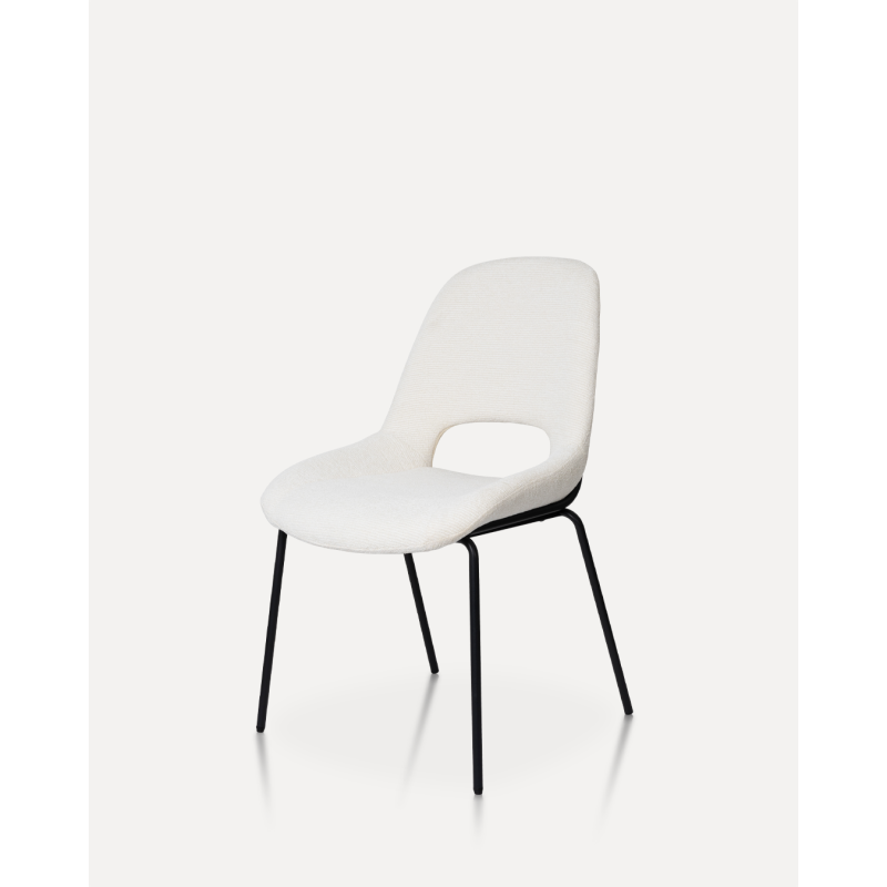 Chaise Lucas avec Pieds en métal et Assise rembourrée en Tissu beige