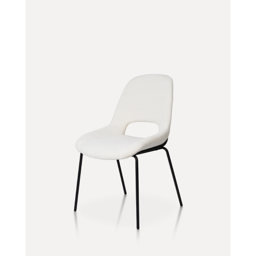Chaise Lucas avec Pieds en métal et Assise rembourrée en Tissu beige