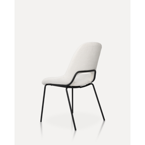 Chaise Lucas avec Pieds en métal et Assise rembourrée en Tissu beige