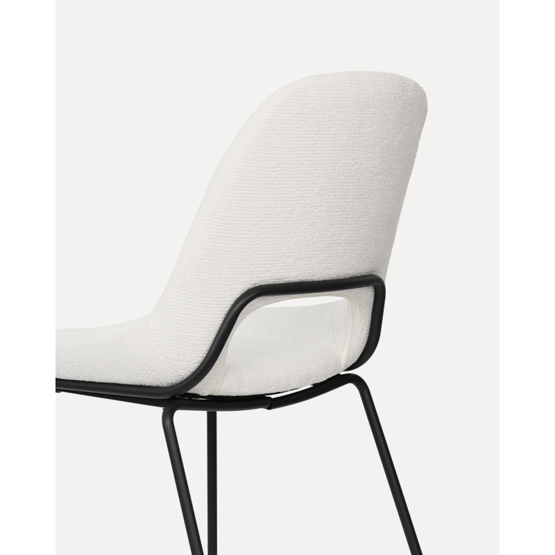 Chaise Lucas avec Pieds en métal et Assise rembourrée en Tissu beige