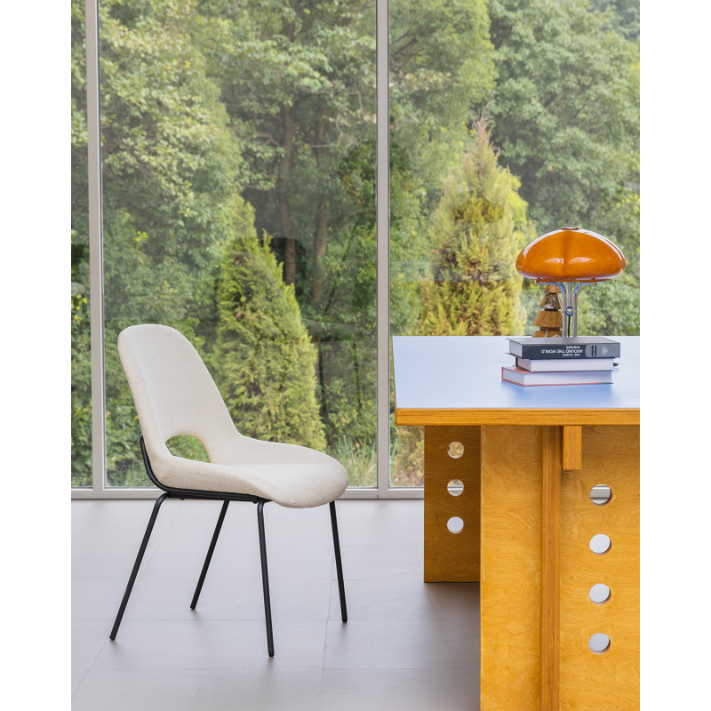 Chaise Lucas avec Pieds en métal et Assise rembourrée en Tissu beige