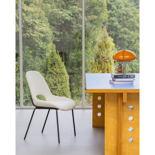 Chaise Lucas avec Pieds en métal et Assise rembourrée en Tissu beige