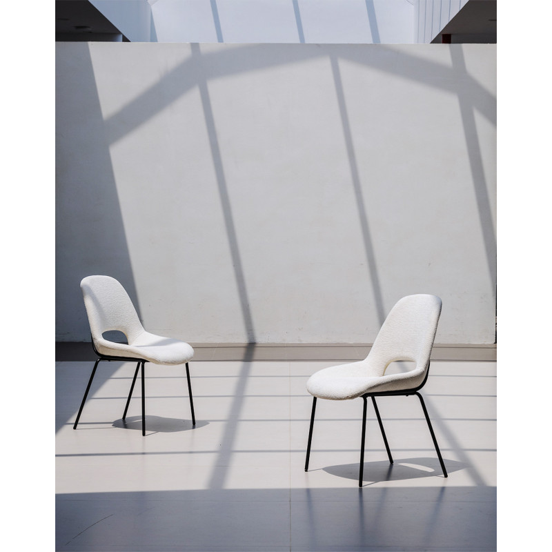 Chaise Lucas avec Pieds en métal et Assise rembourrée en Tissu beige