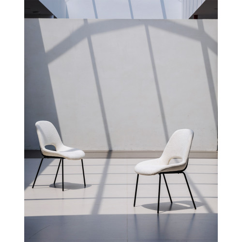 Chaise Lucas avec Pieds en métal et Assise rembourrée en Tissu beige