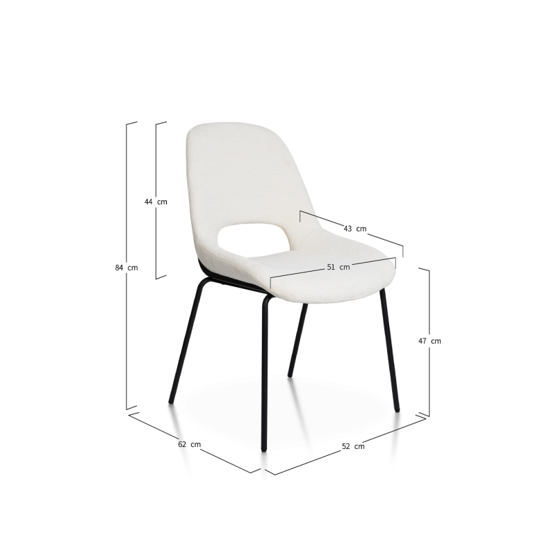 Chaise Lucas avec Pieds en métal et Assise rembourrée en Tissu beige