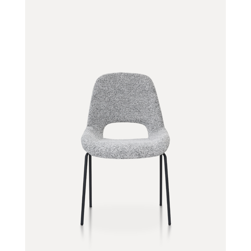 Chaise Lucas avec Pieds en métal et Assise rembourrée en Tissu gris chiné