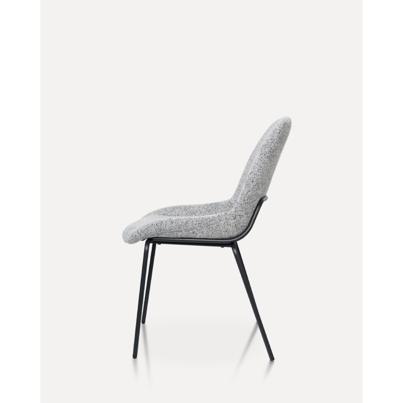 Chaise Lucas avec Pieds en métal et Assise rembourrée en Tissu gris chiné