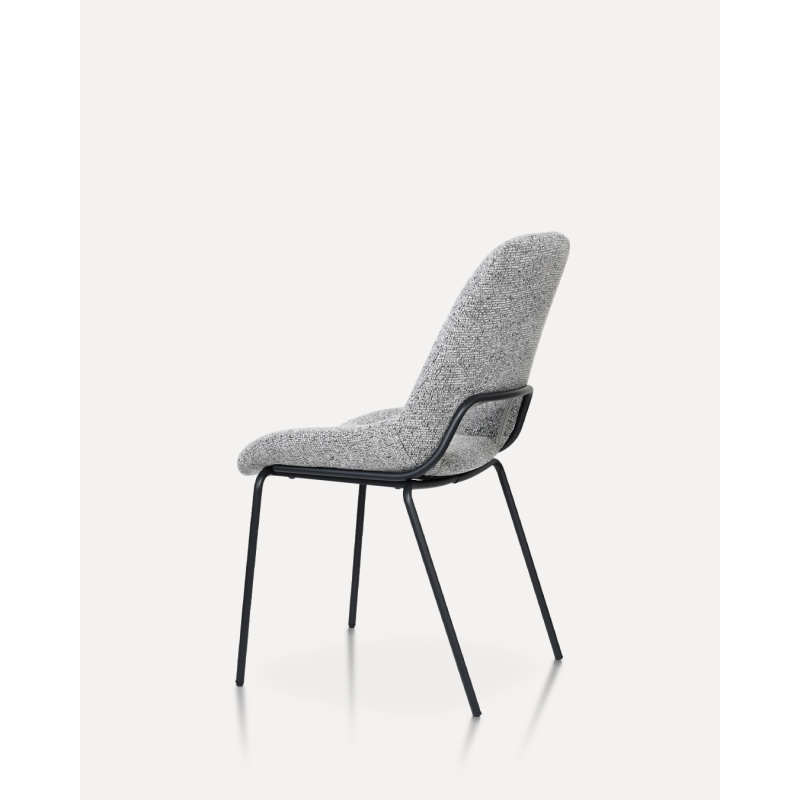 Chaise Lucas avec Pieds en métal et Assise rembourrée en Tissu gris chiné