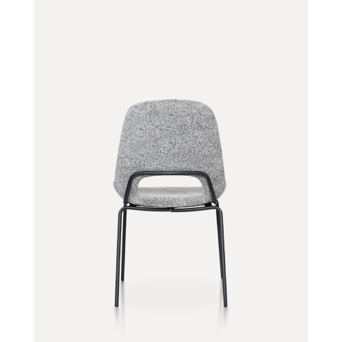 Chaise Lucas avec Pieds en métal et Assise rembourrée en Tissu gris chiné