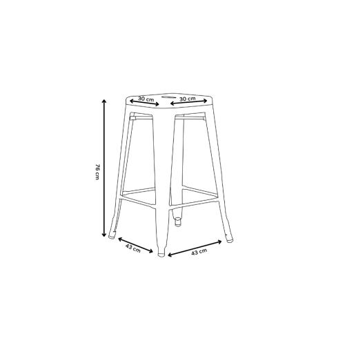 Lot de 4 tabourets de bar en métal rouge brillant - Hauteur 76 cm