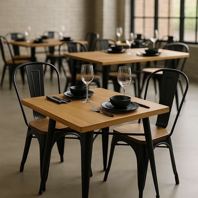 Kosmi - Ensemble Table et Chaises Style Industriel - 120x80 cm