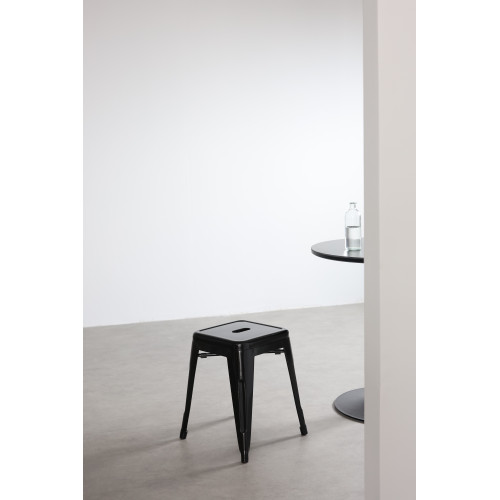 Lot de 4 tabourets en métal noir brillant style industriel - Hauteur 46 cm
