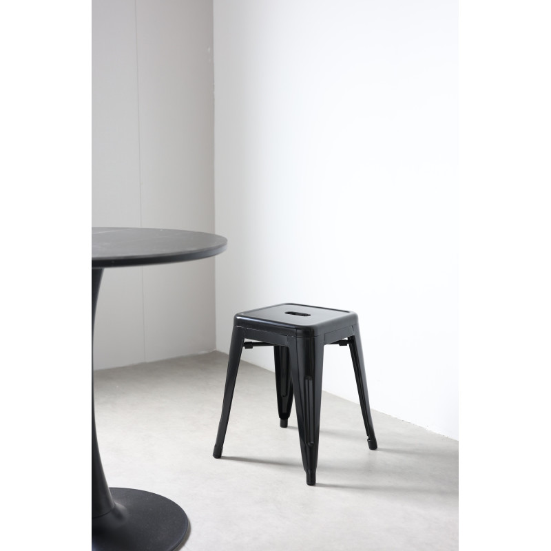 Lot de 4 tabourets en métal noir brillant style industriel - Hauteur 46 cm
