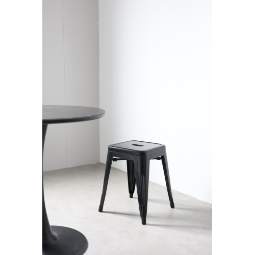 Lot de 4 tabourets en métal noir brillant style industriel - Hauteur 46 cm