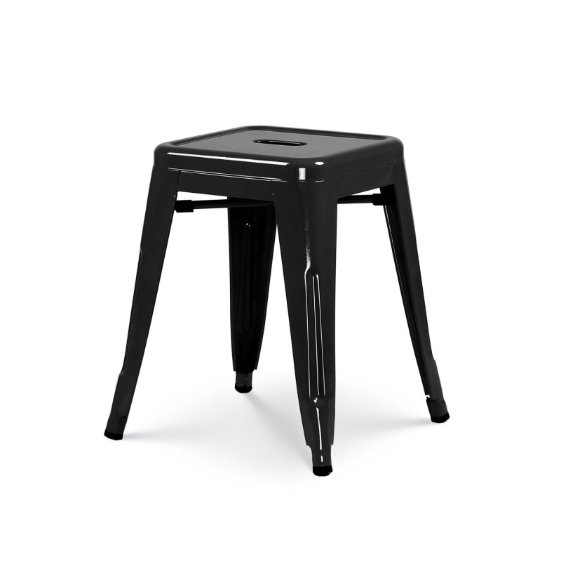 tabouret en métal noir brillant style industriel - Hauteur 46 cm