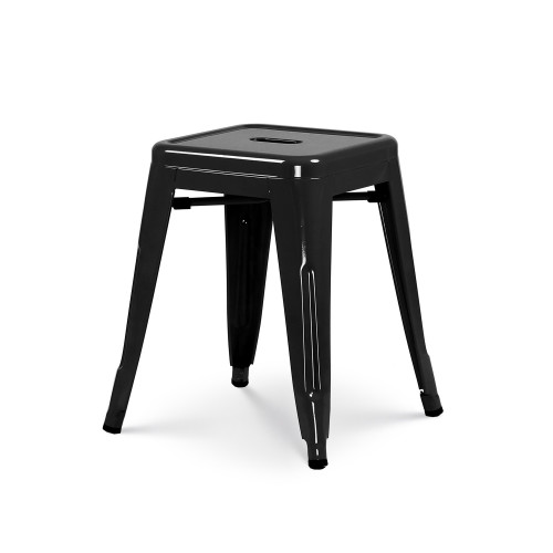 tabouret en métal noir brillant style industriel - Hauteur 46 cm